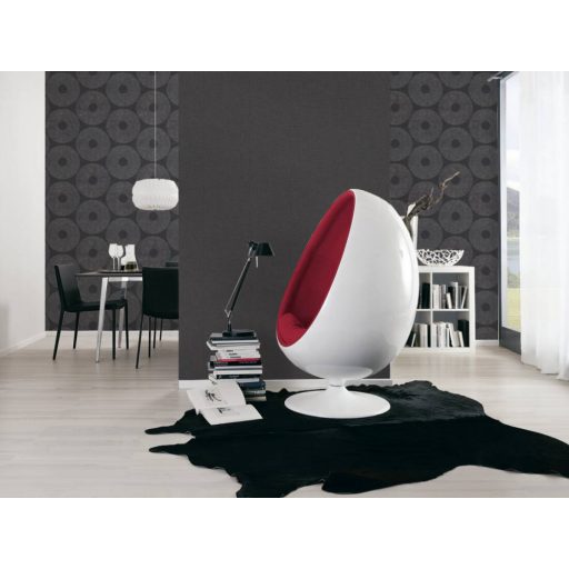 Strukturált textilhatású minta sötétszürke/antracit és fekete tónus tapéta