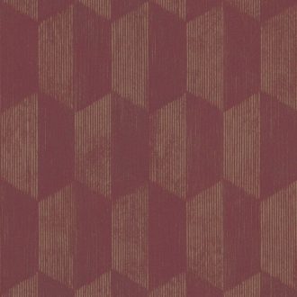   Nyújtott trapéz és hatszögek geometrikus minta piros/bordó tónusok arany fémes hatás tapéta