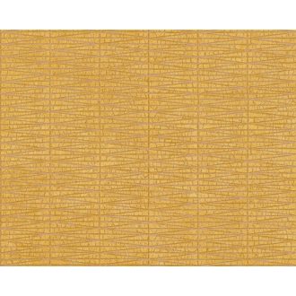   Sávokba rendezett ötletes grafikai vonalminta sárga tónus réz fényes mintafelület tapéta