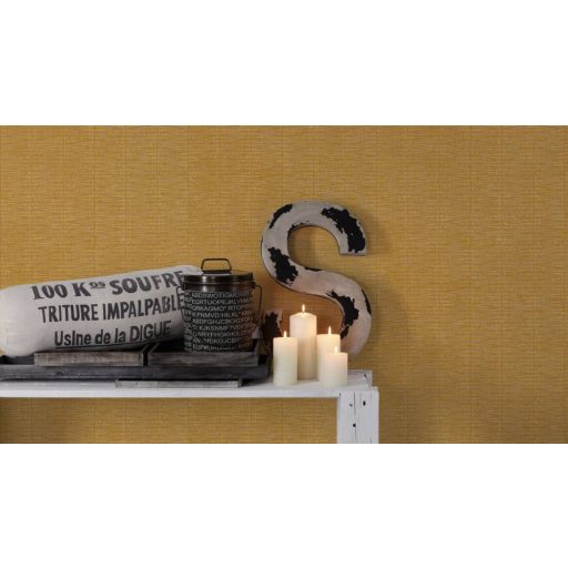 Sávokba rendezett ötletes grafikai vonalminta sárga tónus réz fényes mintafelület tapéta