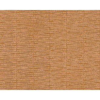   Sávokba rendezett ötletes grafikai vonalminta narancs és terrakotta tónus réz fényes mintafelület tapéta