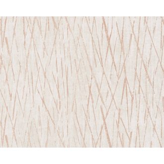   Karcolt hatású grafikai struktúrminta krém és szürkésbézs tónus vörösréz fémes hatás tapéta