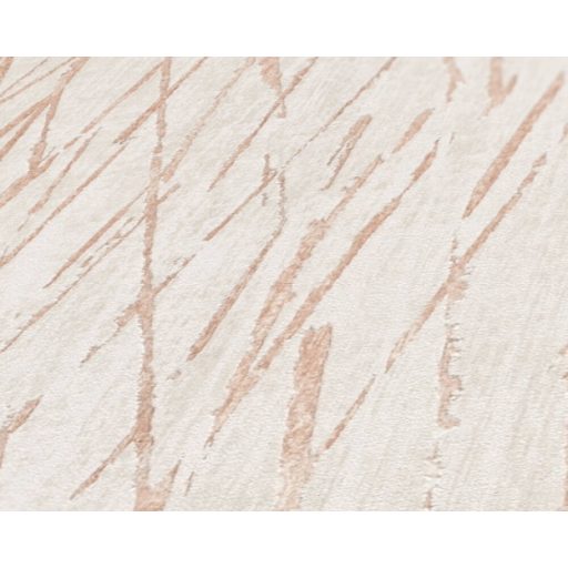 Karcolt hatású grafikai struktúrminta krém és szürkésbézs tónus vörösréz fémes hatás tapéta