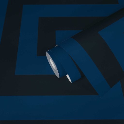 Kifinomult absztrakt geometriai minta különleges relief hatású felülettel intenzív tengerkék és sötétszürke/antracit tónus tapéta