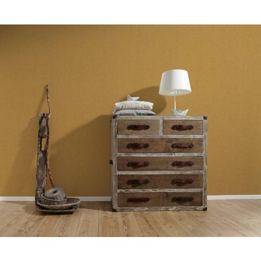 Durva szövésű textilminta sárga/sárgásbarna tónus tapéta