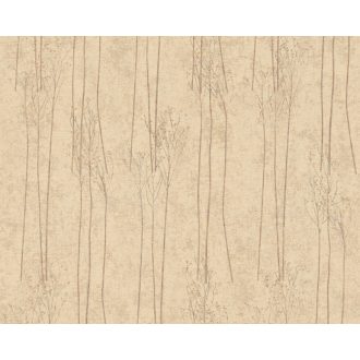   Skandináv stílusú hosszúszárú stilizált réti (pampa)füvek bézs és barna tónus tapéta