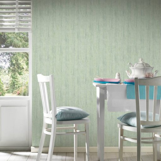 Skandináv stílusú hosszúszárú stilizált réti (pampa)füvek világoszöld és zöld tónus tapéta