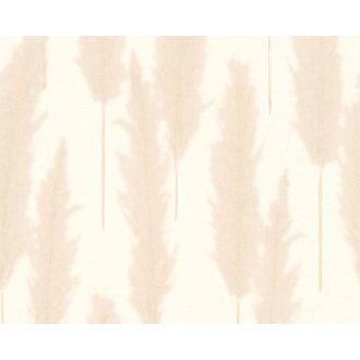   Harmonikusan elrendezett ezüstös pampafű minta krémfehér bézs és halvány rózsaszín tónus bézsarany finom fény tapéta
