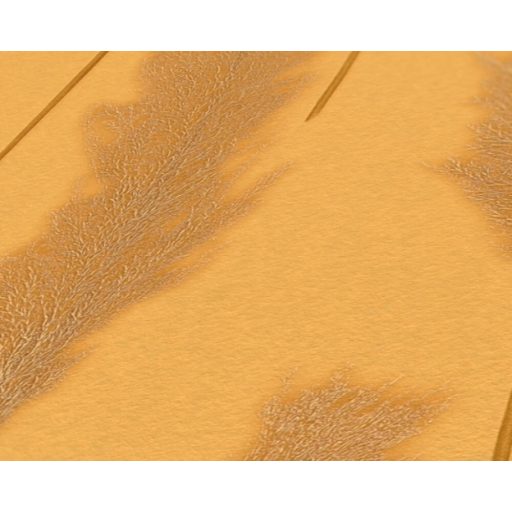 Harmonikusan elrendezett ezüstös pampafű minta sárga és narancs/terra tónus arany finom fény tapéta