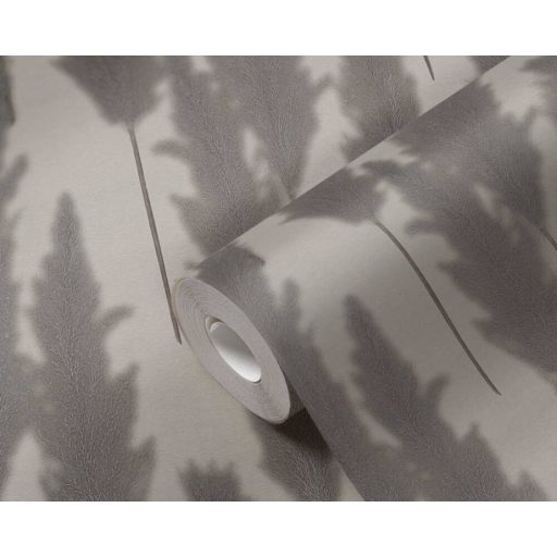 Harmonikusan elrendezett ezüstös pampafű minta szürke és sötétszürke/antracit tónus ezüst finom fény tapéta