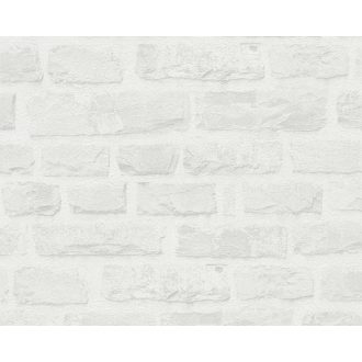   Természetes téglafal már a fenntarthatóság jegyében fehér szürke/világosszürke tónus tapéta