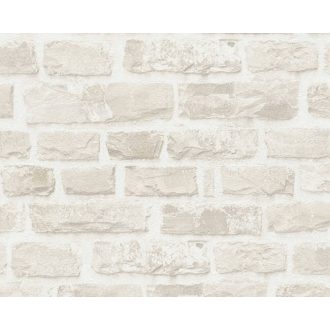   Természetes téglafal már a fenntarthatóság jegyében fehér bézs és szürkésbézs tónus tapéta