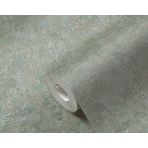 Kopott beton/vakolat hatású minta zöld türkiz és kék tónus tapéta