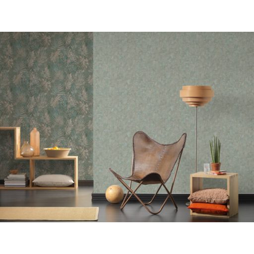 Kopott beton/vakolat hatású minta zöld türkiz és kék tónus tapéta