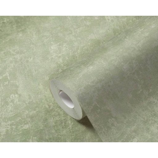 Kopott beton/vakolat hatású minta friss zöld és krémfehér tónus tapéta