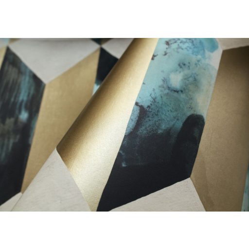 Eijffinger ENSO 386503  modern geometrikus 3D márvány kék arany szürke türkiz fémes hatás tapéta