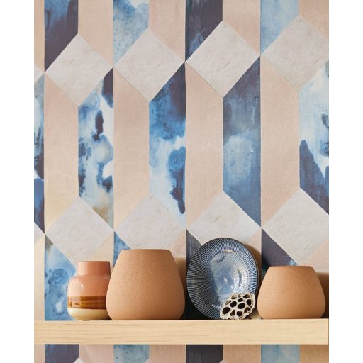 Eijffinger ENSO 386504  modern geometrikus 3D márvány bézs kék rézszín szürke fémes hatás tapéta