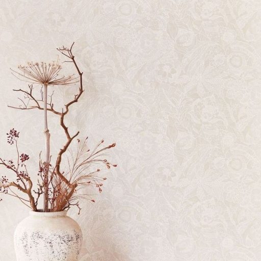 Eijffinger ENSO 386510 rusztikus virágok növények bézs törtfehér csillogó fémes fény tapéta