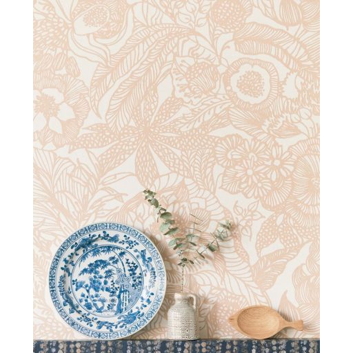 Eijffinger ENSO 386514  rusztikus virágok növények ecru pink terra csillogó fémes fény tapéta