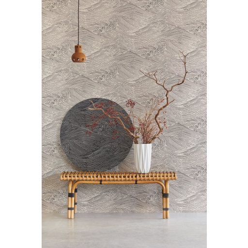 Eijffinger ENSO 386531 absztrakt natur fodrozódó hullámok gyöngyházfényű bézs fekete tapéta