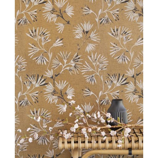 Eijffinger ENSO 386541 natur botanikus virágos fémes arany fekete bézs rózsaszín tapéta