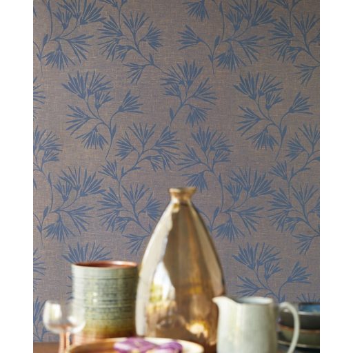 Eijffinger ENSO 386553 natur botanikus virágos fémes szürkésarany sötétkék tapéta