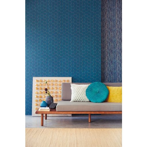 Eijffinger ENSO 386573  modern natur pontok-csillogó esőzuhany mélykék fémes pezsgő és türkiz tapéta