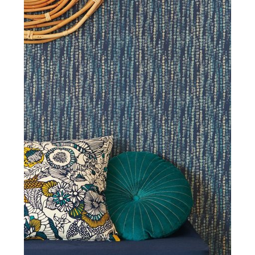 Eijffinger ENSO 386573  modern natur pontok-csillogó esőzuhany mélykék fémes pezsgő és türkiz tapéta