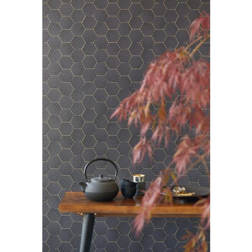 Eijffinger Enso 386581 Geometrikus méhsejt minta fekete arany tapéta