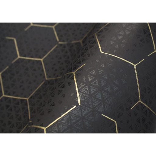 Eijffinger Enso 386581 Geometrikus méhsejt minta fekete arany tapéta