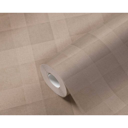 Rusztikus stílusú kockás minta textil háttéren barna és szürkésbarna tónus tapéta