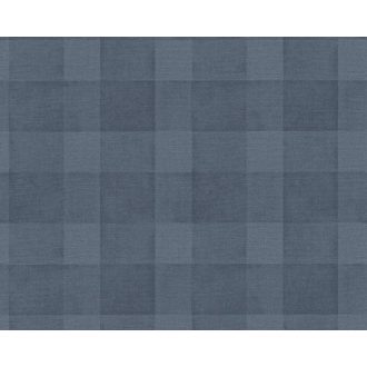   Rusztikus stílusú kockás minta textil háttéren kék és sötétkék tónus tapéta