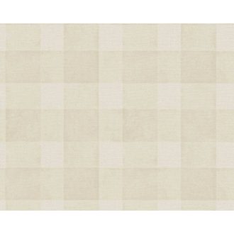   Rusztikus stílusú kockás minta textil háttéren krém és bézs tónus tapéta