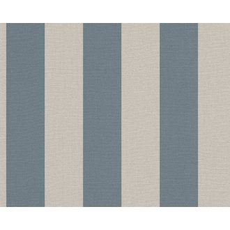   Skandináv stílusú blokkcsíkos minta textil háttéren bézs és kék tónus tapéta