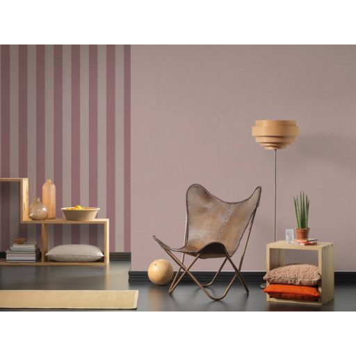 Fenntartható és természetes textil struktúrájú egyszínű minta matt rózsaszín/bézses rózsaszín tónus tapéta