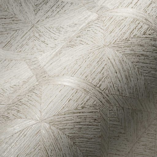 Szálcsiszolt struktúrájú háromdimenziós geometrikus minta törtfehér bézsarany fénylő mintafelület tapéta