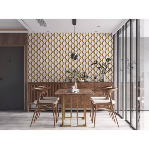 A mélység ura - grafikus extrém 3D minta szürkésfehér szürke arany fénylő hatás tapéta