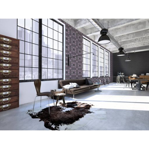 A város hangulata - Geometrikus 3D minta szürke fekete pink ezüst enyhe fény tapéta