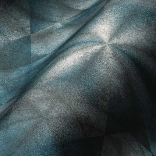 A város hangulata - Geometrikus 3D minta szürkésfehér szürke petrol ezüst enyhe fény tapéta