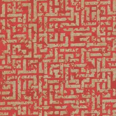   Geometrikus labirintusminta piros tónus arany csillogó-csillámló mintafelület