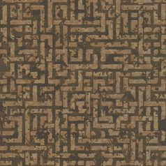   Geometrikus labirintusminta barna/sötétbarna tónusok arany csillogó-csillámló mintafelület