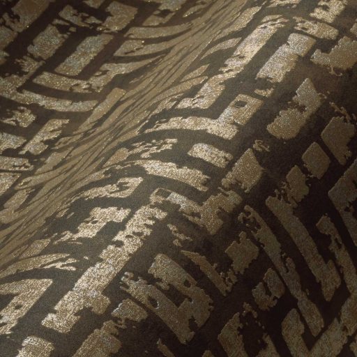 Geometrikus labirintusminta barna/sötétbarna tónusok arany csillogó-csillámló mintafelület