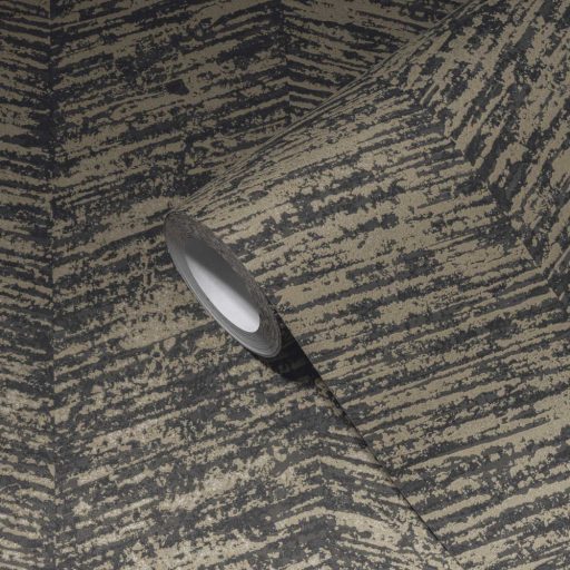 Grafikus halszálka minta sötétszürke/antracit tónusok bézsarany enyhe csillogás tapéta