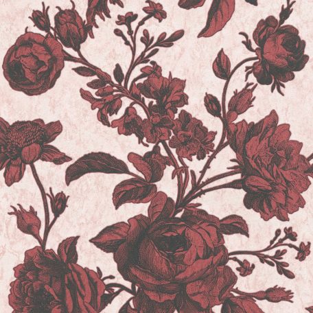Romantikus álom - rózsaszirmok bimbók metszett mintája rózsaszín rózsavörös fekete tapéta
