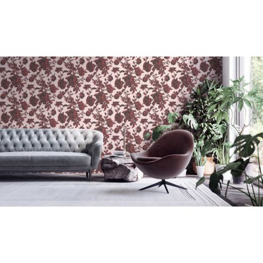 Romantikus álom - rózsaszirmok bimbók metszett mintája rózsaszín rózsavörös fekete tapéta