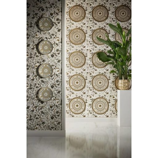 Luxus és a modernitás kavalkádja! Extravagáns körkörös mintázatú motívum krémfehér barna aranybarna és arany tónus tapéta