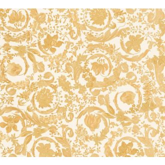   Luxus barokk mintázat királyi pompával krémfehér és meleg arany tónus tapéta