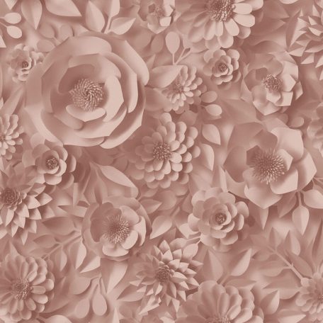 Álomszerű megjelenés - stilizált háromdimenziós virágfal rózsaszín és mályva tónusok tapéta