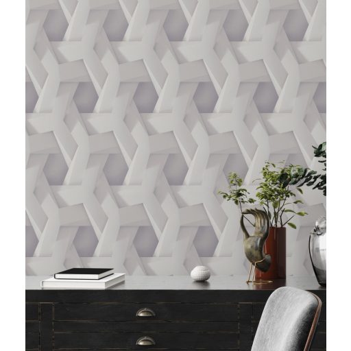 Mélységérzet felsőfokon - Háromdimenziós absztrakt geometrikus minta fehér és szürke tónus tapéta