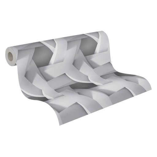 Mélységérzet felsőfokon - Háromdimenziós absztrakt geometrikus minta fehér szürke és antracit tónus tapéta